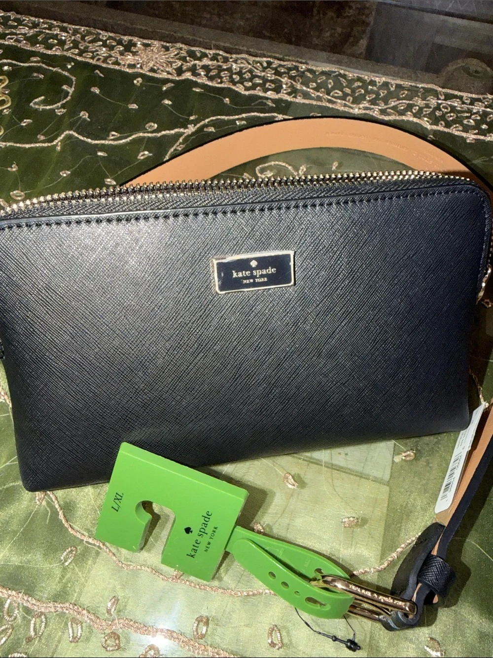 NWOT Kate Spade zip top leather belt bag Fanny Pack Black L/XL